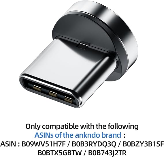 Ankndo Magnetic Connector Tip Heads [4-Pack] USB C Magnetic Adapter Compatible with 7Pin Magnetic Charging Cable 360 Rotating Strong Magnetic Phone Cable Adapter for Type C Device