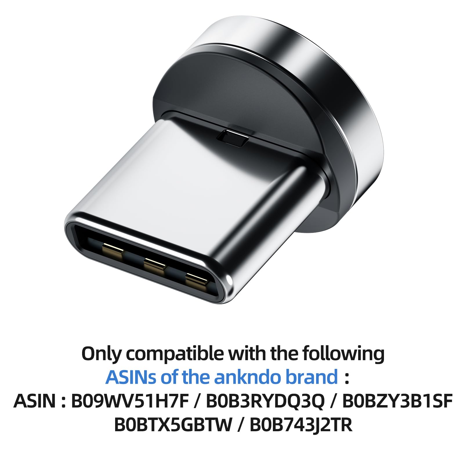 Ankndo Magnetyczne końcówki złącza [4-pak] Adapter magnetyczny USB C, kompatybilny z 7-pinowym magnetycznym kablem ładującym, obracający się o 360°, mocny magnetyczny adapter kabla do telefonu do