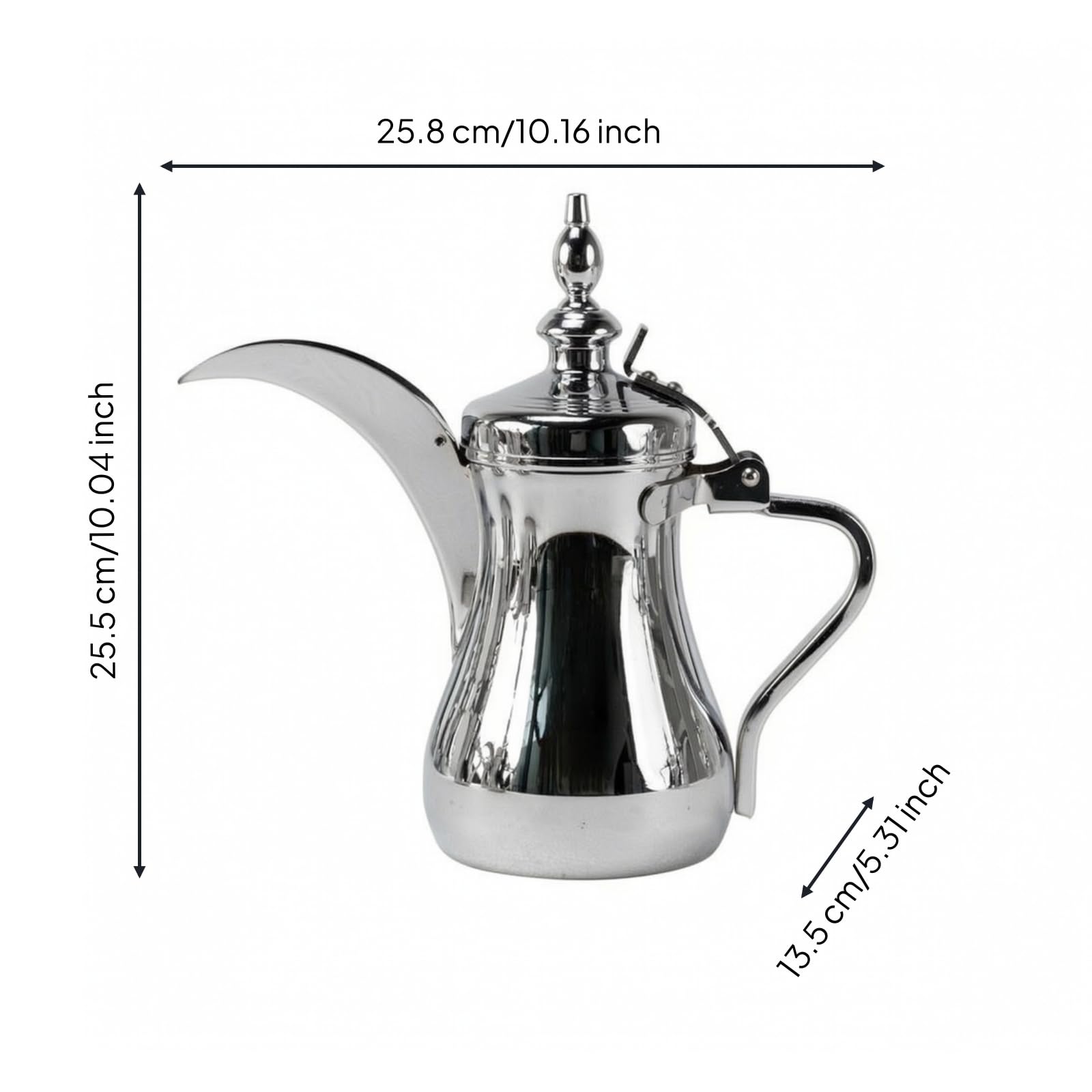 Gralara Caffettiera Mediorientale Facile Da, 1100 Ml, Cromato