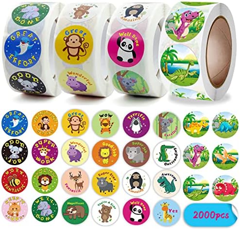 Giliger 2000pcs Teacher Motivational Stickers for Kids Reward Stickers Students Children 4 Roll Motivational Stickers Labels 30 Styles