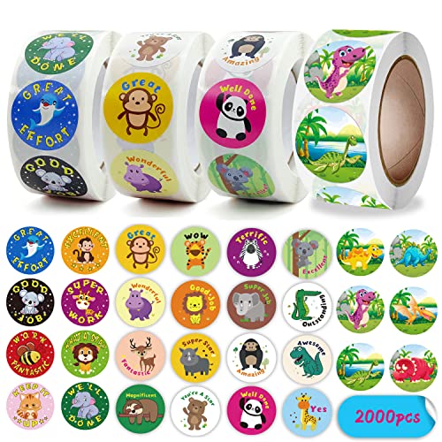 Giliger 2000Pcs Teacher Motivational Stickers For Kids Reward Stickers Students Children 4 Roll Motivational Stickers Labels 30 Styles #TOP1