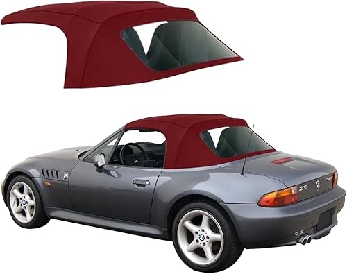 BMW - Techo abatible, de paño de Haartz Stayfast con ventana plástica integrada para Z3, Burgundy