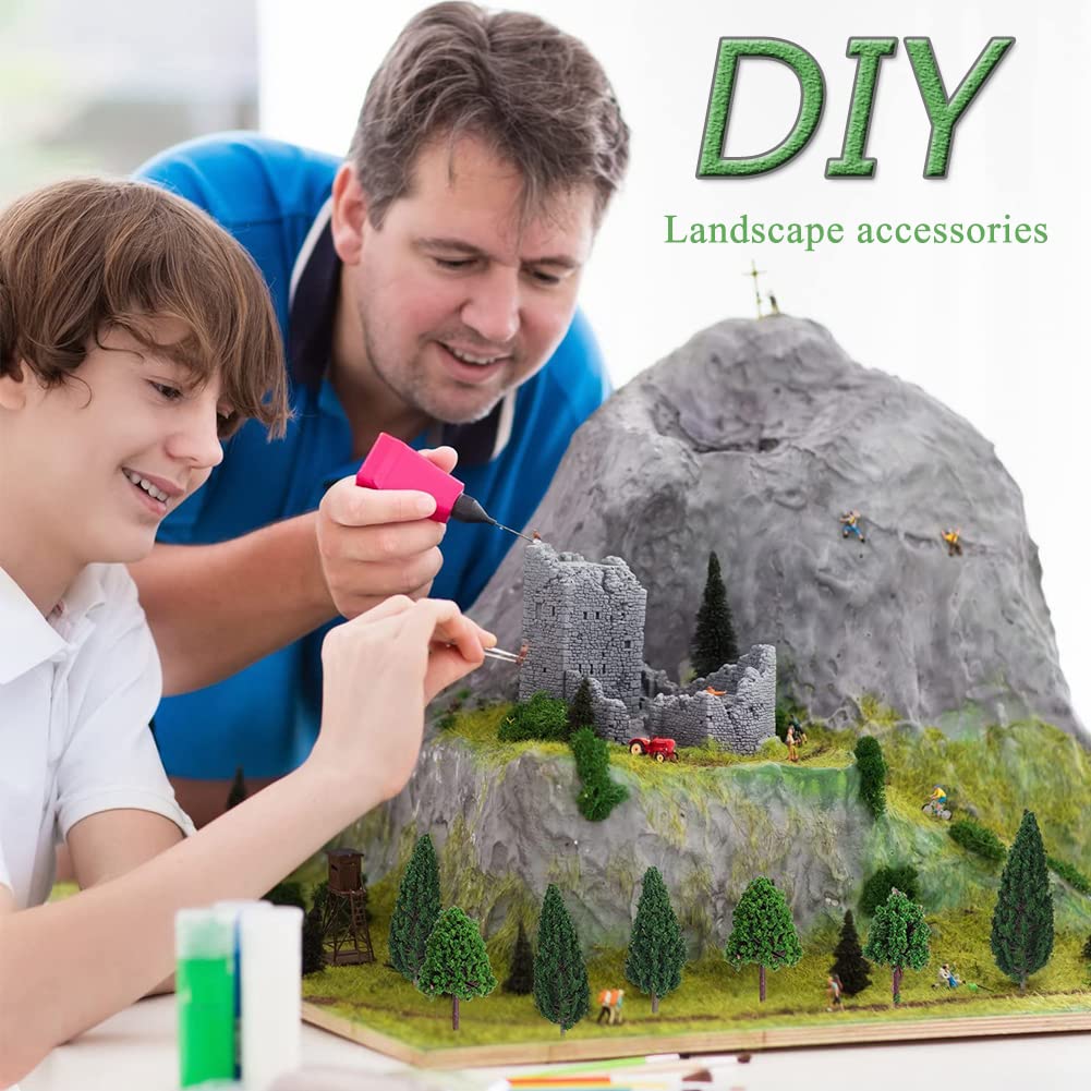 60 stuks landschapsmodel bomen, miniatuurbomen en struiken, bloemenboom model, kunststof modelbomen, gemengde modelbomen, voor doe-het-zelf landschap