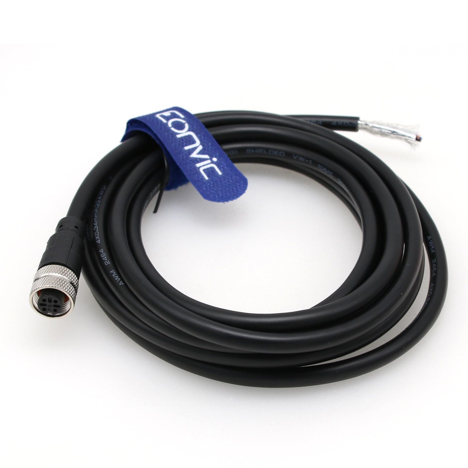 Eonvic Industrial M12 Female 4 Pin Connector Molded PVC Aviation Sensor Cable 4M