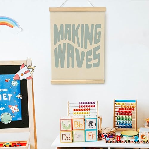 Miniatura 2 de PLKMN Decoración de pared de playa de surf, arte de pared de olas con colgador de póster de madera, arte de pared costero de verano, 12 x 16 pulgadas