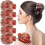 RC ROCHE ORNAMENT 6 Pcs Womens Spiral Dome Bun Maker Cover Round Clam Shell Stylish Spiral No Slip Grip Side Slide Beauty Accessory Hair Claw Clamp Clip, Large Brown