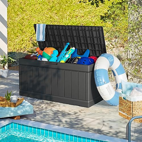 Homall 85 Gallon Large Resin Deck Box Waterproof Outdoor Storage With Padlock Indoor Outdoor Organization And Storage Container For Patio Furniture Cushions thumb #1