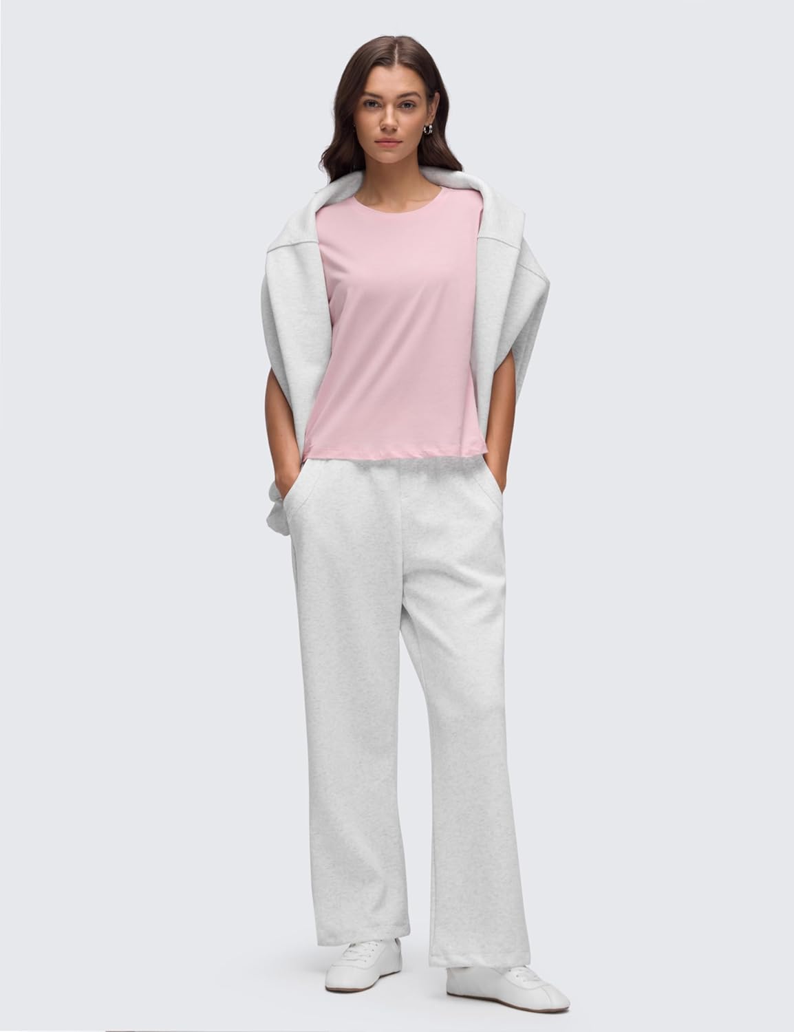 CRZ YOGA Pima Cotton Relaxed T-Shirts for Women - Workout Athletic Gym Casual Short Sleeve Shirts Basic Crewneck Hip Tops