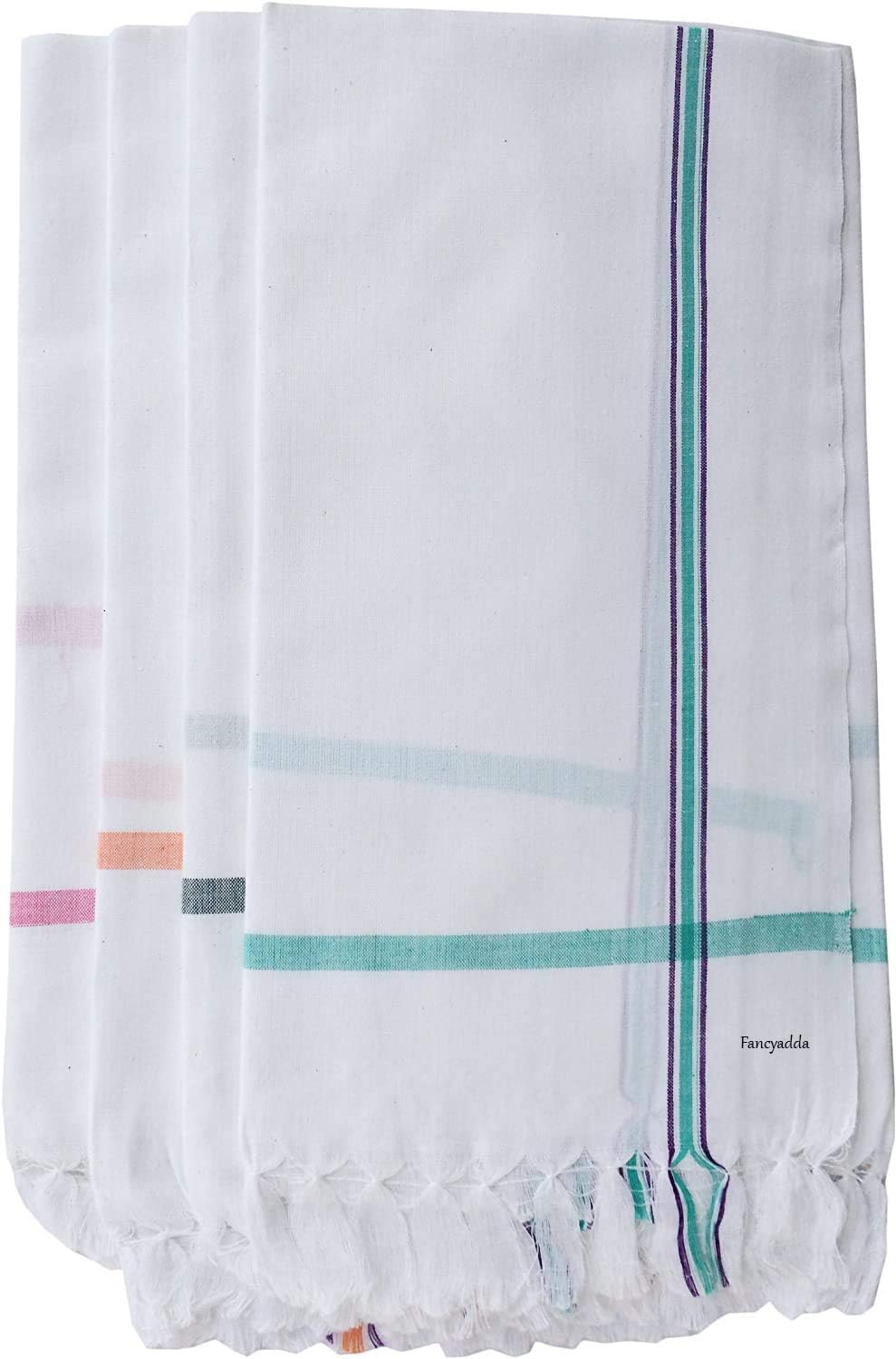 Cotton Bath Towel Combo 300 GSM (Set of 4, White, 75 cm x 150 cm, Light Weight, Fast Absorbing)