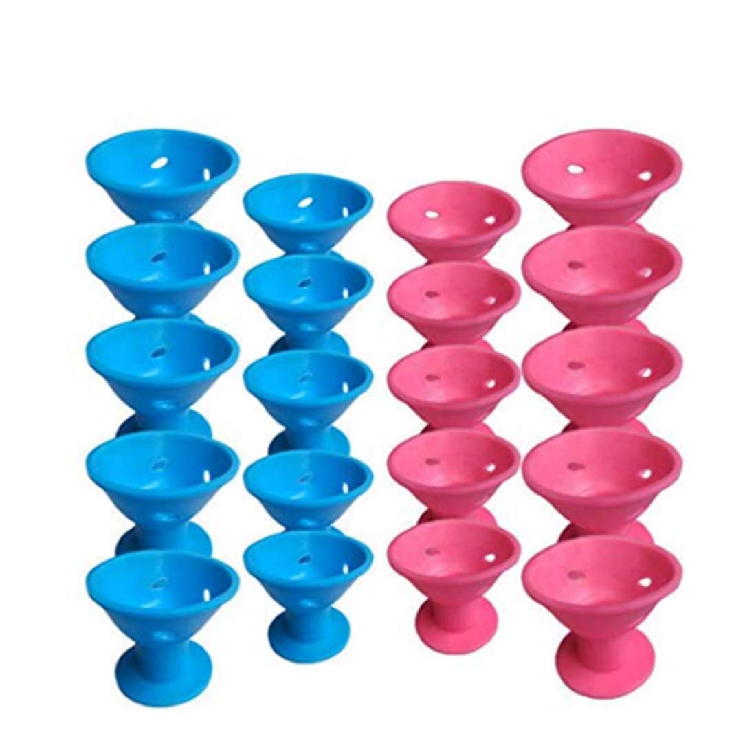 20 Packs Magic Hair Rollers No Clip Silicone Curlers Professional Hair Style Tools Accessories,No Heat No Damage to Hair（Blue,Pink）