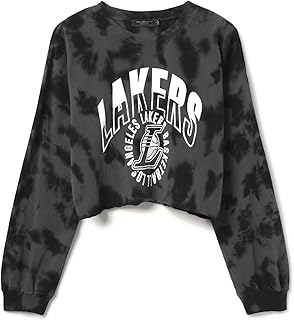 Junk Food Clothing Los Angeles Lakers Long Sleeve Loose Knit Crop