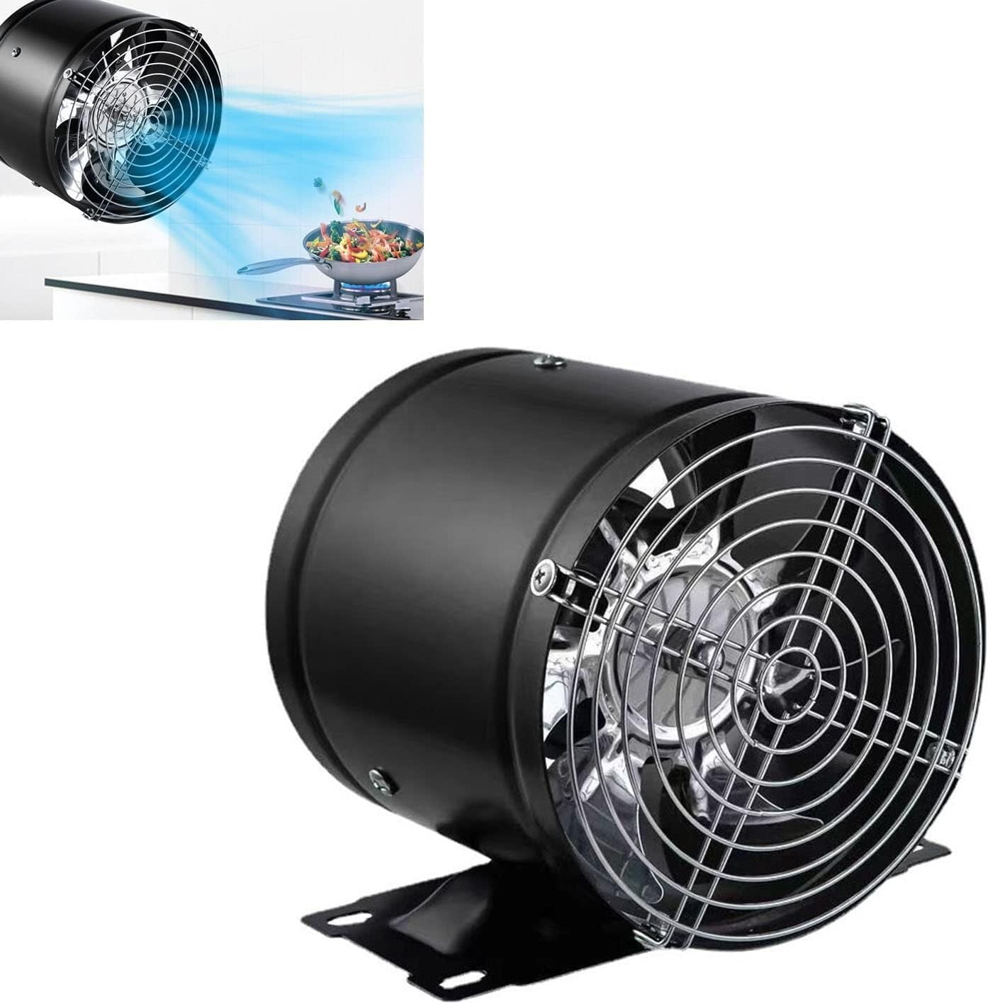 6 Inch Inline Duct Fan,Ventilation fan Multifunctional Powerful Mute Exhaust Fan, Single Side Embedded Vent Fan with Low Noise for Basements, Bathrooms, Kitchens and Attics 11O28(With Base,7 Inch)