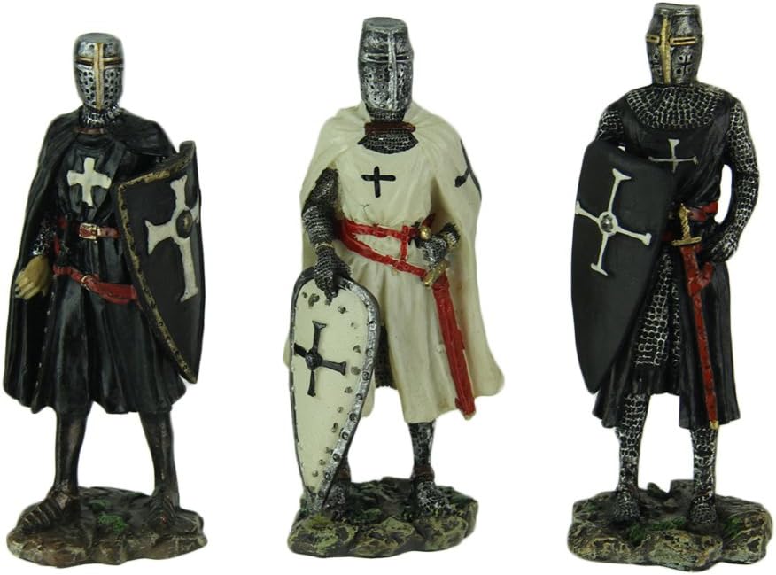 Things2Die4 Medieval Knights Set of 3 Gothic Crusader Statues