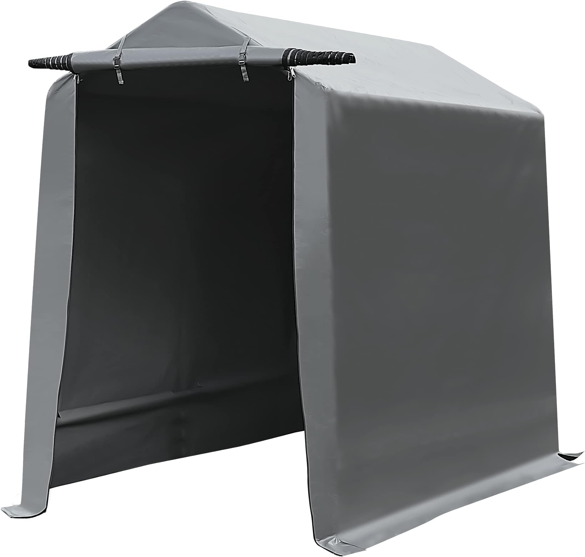 Gardesol Storage Shelter, 6x8 ft Portable Shed Outdoor Carport with Roll-up Zipper Door, Waterproof and UV Resistant Outdoor Storage Shed for Bike, ATV, Motorcycle Shelter, Gray
