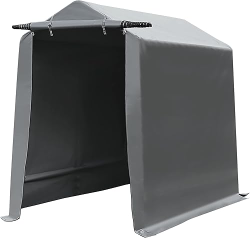 Gardesol Refugio de almacenamiento, cobertizo portátil de 6 x 8 pies con puerta con cremallera enrollable, impermeable y resistente a los rayos UV,