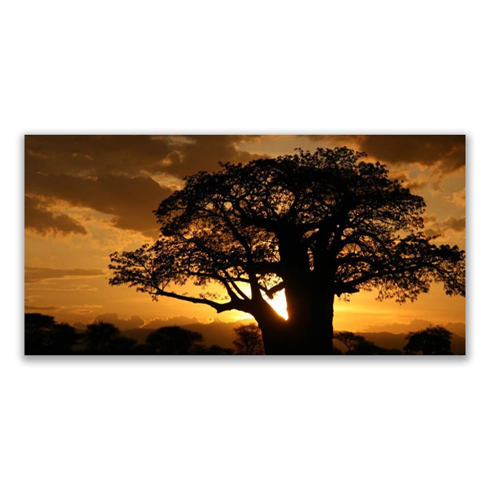 Tableau nature arbre Tulup : impression sur toile moderne de 140x70 cm pour grand mur
