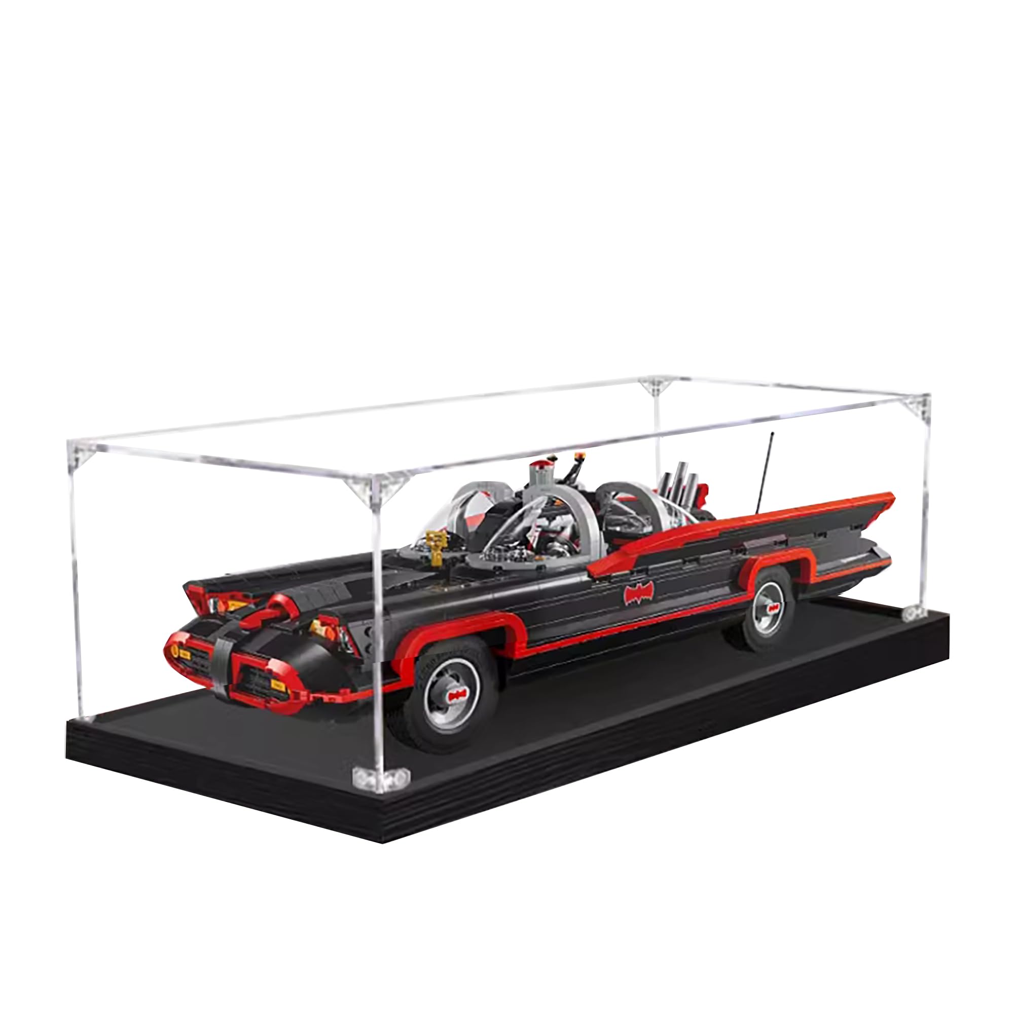 Acrylic Display Case for Lego 76328 Batmobile Model, 3mm Dustproof Display Box, Display Case Compatible with Lego 76328 (Model Not Included) (Transparent Build 2MM Black)