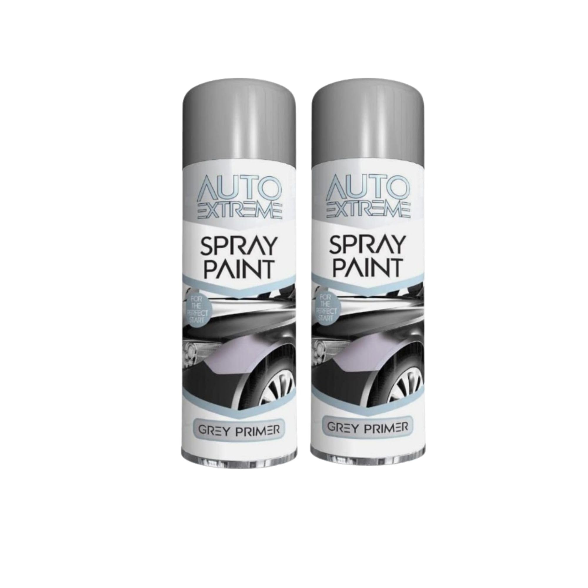 MSQUARE Grey Primer Spray Paint, Long-Lasting Finish, Fast-Drying, Matt-Finish, Non Cracking, Easy Application, Suitable For Use On Metal, Wood, Plastic, Glass, 250ML (2 Pcs)