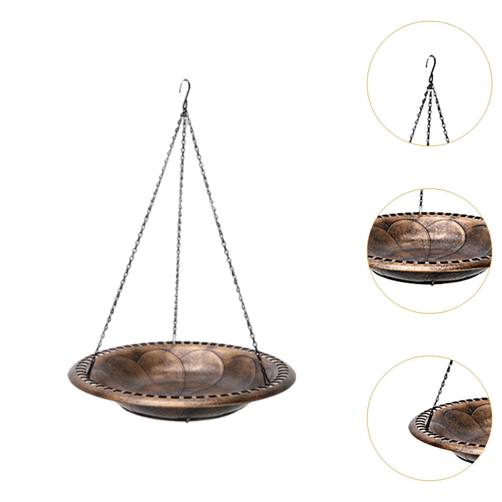 Hängendes Vogelfutterhaus mit 53 cm Langer Kette für Grasmücken Und, mit Wasser Oder Samenschale für Vögel. für Den Außenbereich Geeignet, Golden