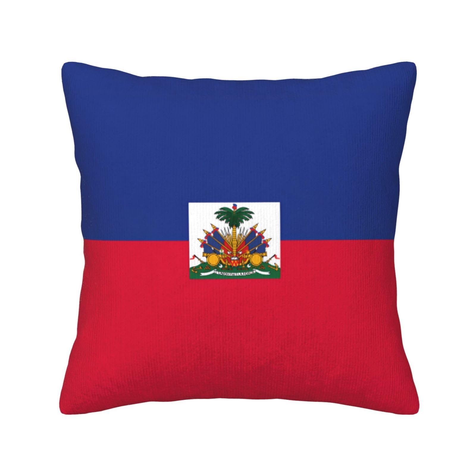 HGIUYDRD Haitian flag Print Corduroy Throw Pillow with Invisible Zipper Closure for Living Room, Couch and Bed