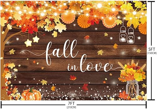 Miniatura 5 de Telón de fondo de enamoramiento de 8 x 6 pies, Acción de Gracias, otoño, boda, despedida de soltera, decoración de fiesta para pareja, cartel de