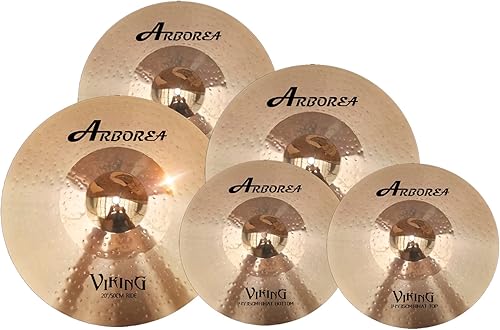 Miniatura 32 de Arborea Paquete de platillos de aleación de platillos de tambor juego de platillos de 14"/16"/18"/20" más bolsa de platillos gratis 5 piezas