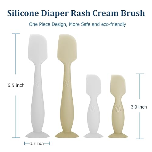 Miniatura 3 de Bemei Paquete de 4 espátulas de crema para pañales para bebé, aplicador de crema de pañales para pasta de glúteos, esenciales para bebés recién