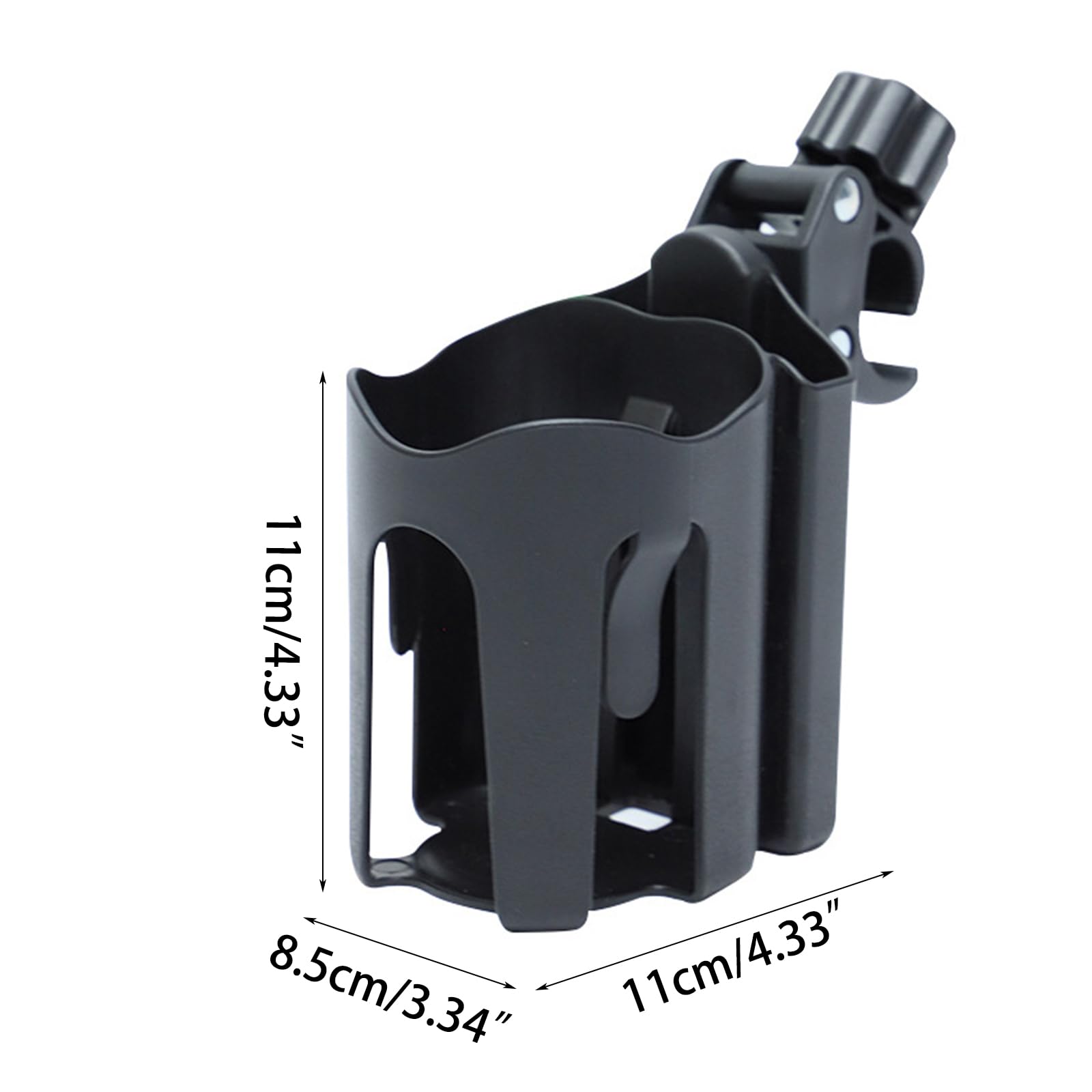 Porte-gobelet Universel Rotatif 360° – Pour Poussette, Vélo, Fauteuil Roulant, Taille Réglable, Noir