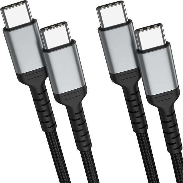 2m USB C to USB C Cable 2 Pack, Nylon 60W USB C Fast Charging Cable PD Type C to Type C Cable Compatible for Samsung Galaxy S22 S21 S20, iPad Pro, MacBook, Google Pixel 6, Huawei, Xiaomi