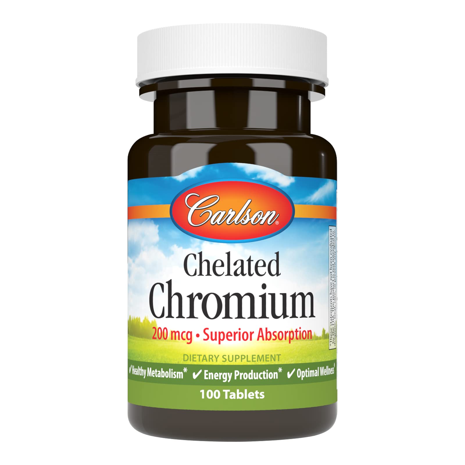 Carlson Chelated Chromium, 200 mcg, Superior Absorption, 100 Tablets Unflavored 100 Count (Pack of 1)