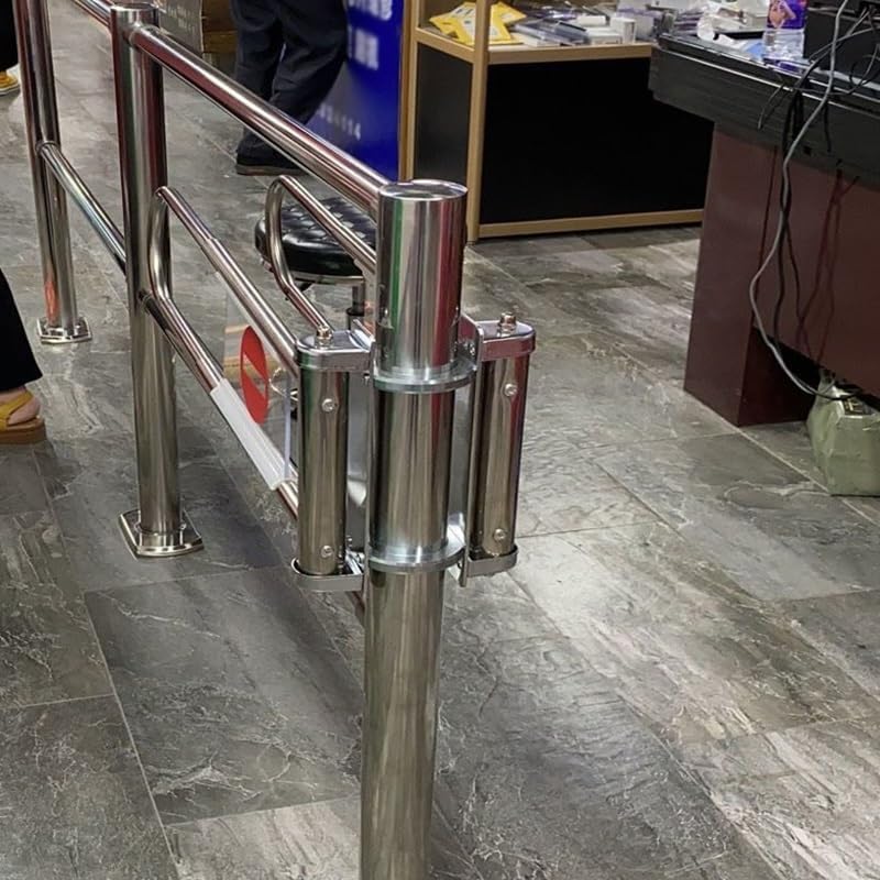 1-Way Entrance Swing Gate, Retractable Import Export Barriers Guard, Passage Automatic Closing Safety Door for Channel Shopping Malls(Silver+Yellow)