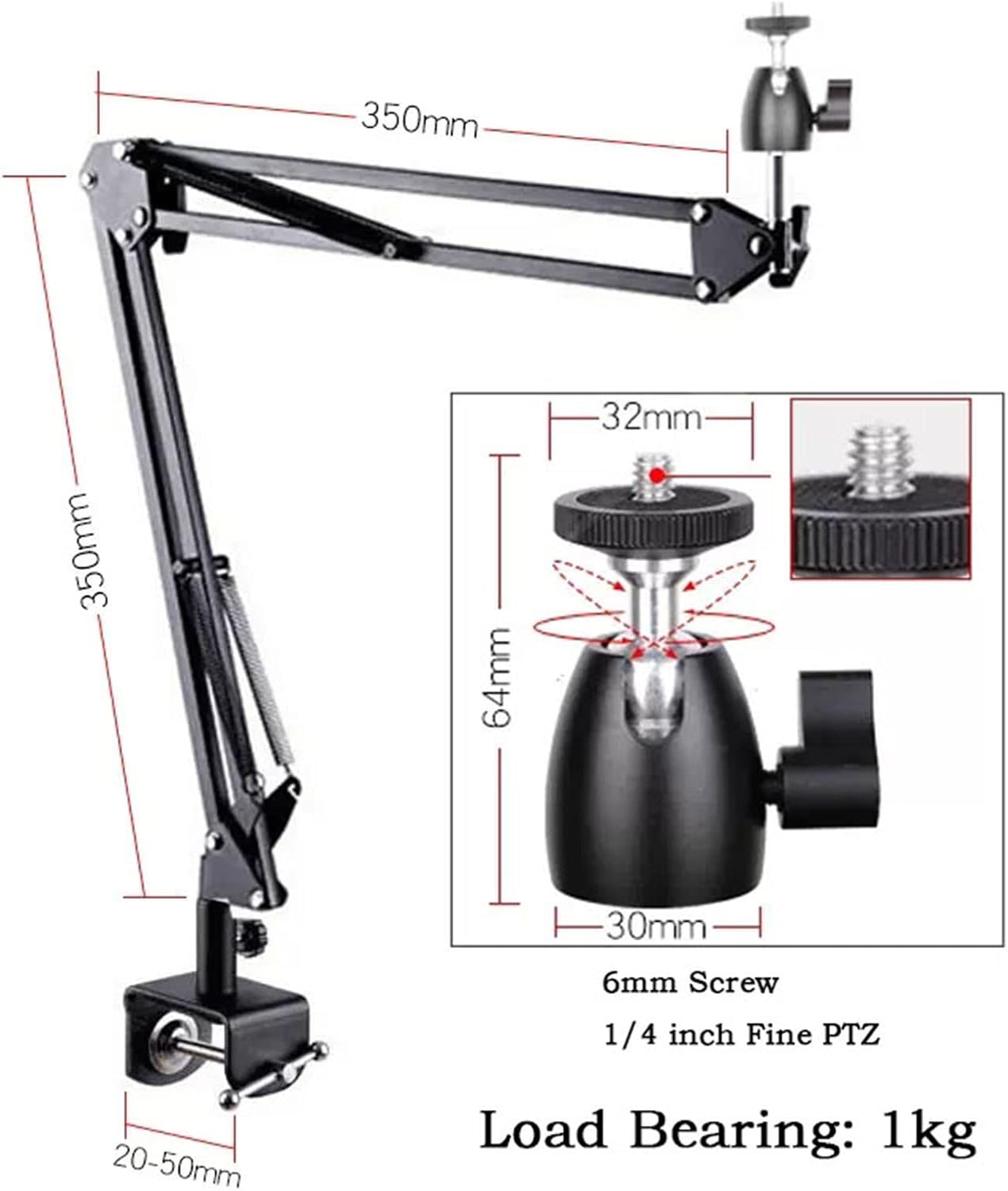Projector Mounts Office Projection Double Section Cantilever Folding Universal Desktop Bench Ceiling Projection General 6mm Punch Free Bracket For Projectors/Laptops/Photography/DJ (Color :