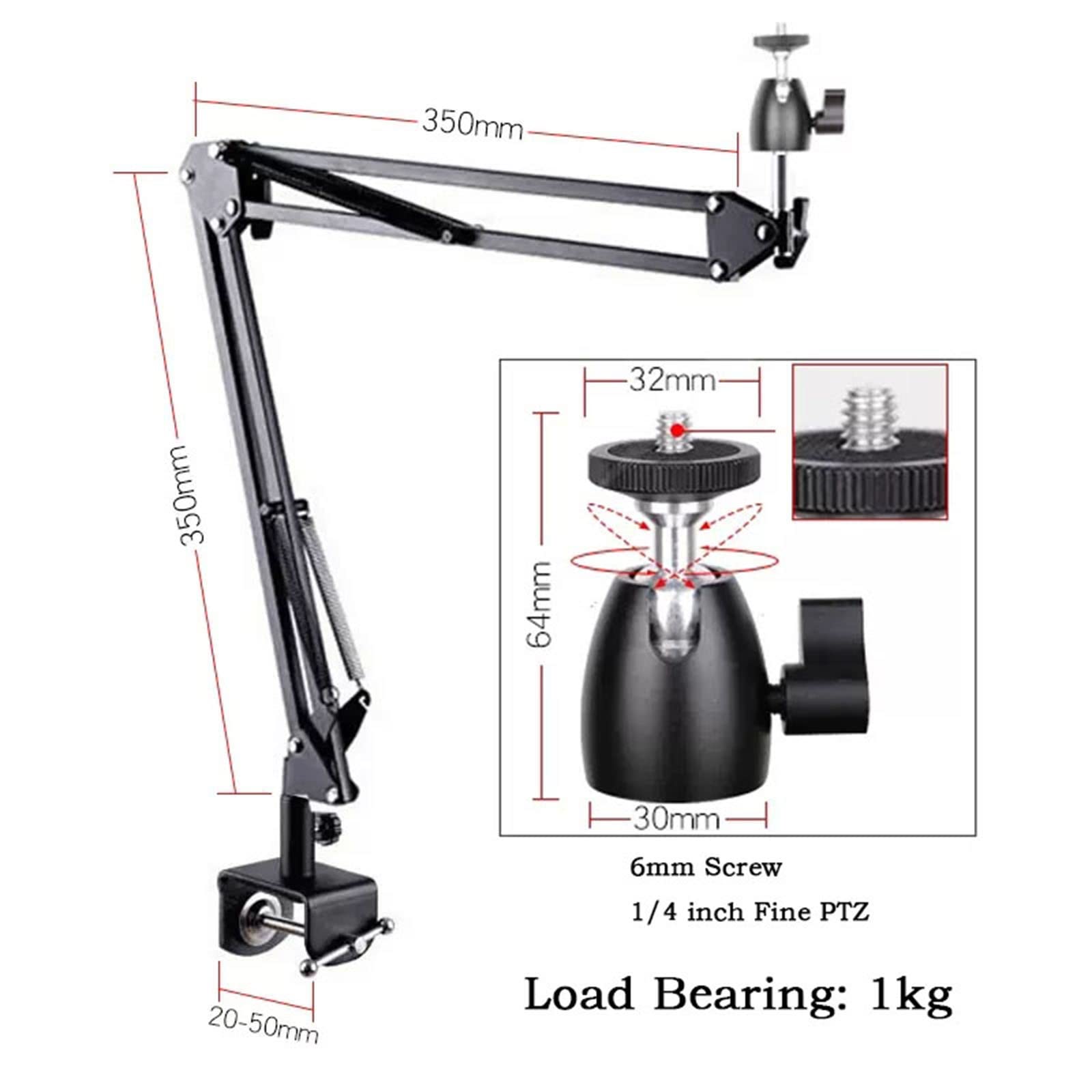 Stand Proiezione a Doppia Sezione a sbalzo Pieghevole Universale da Tavolo for Divano a soffitto proiezione Generale Staffa Senza punzonatura da 6 mm per Proiettori (Color : B)