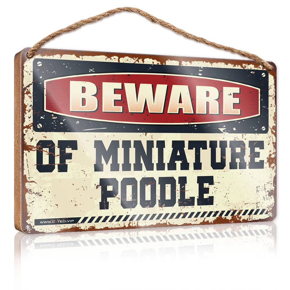 FRINTOXA Kitchen Funny Sign Beware Of Miniature Poodle Wooden Sign(15X28CM)