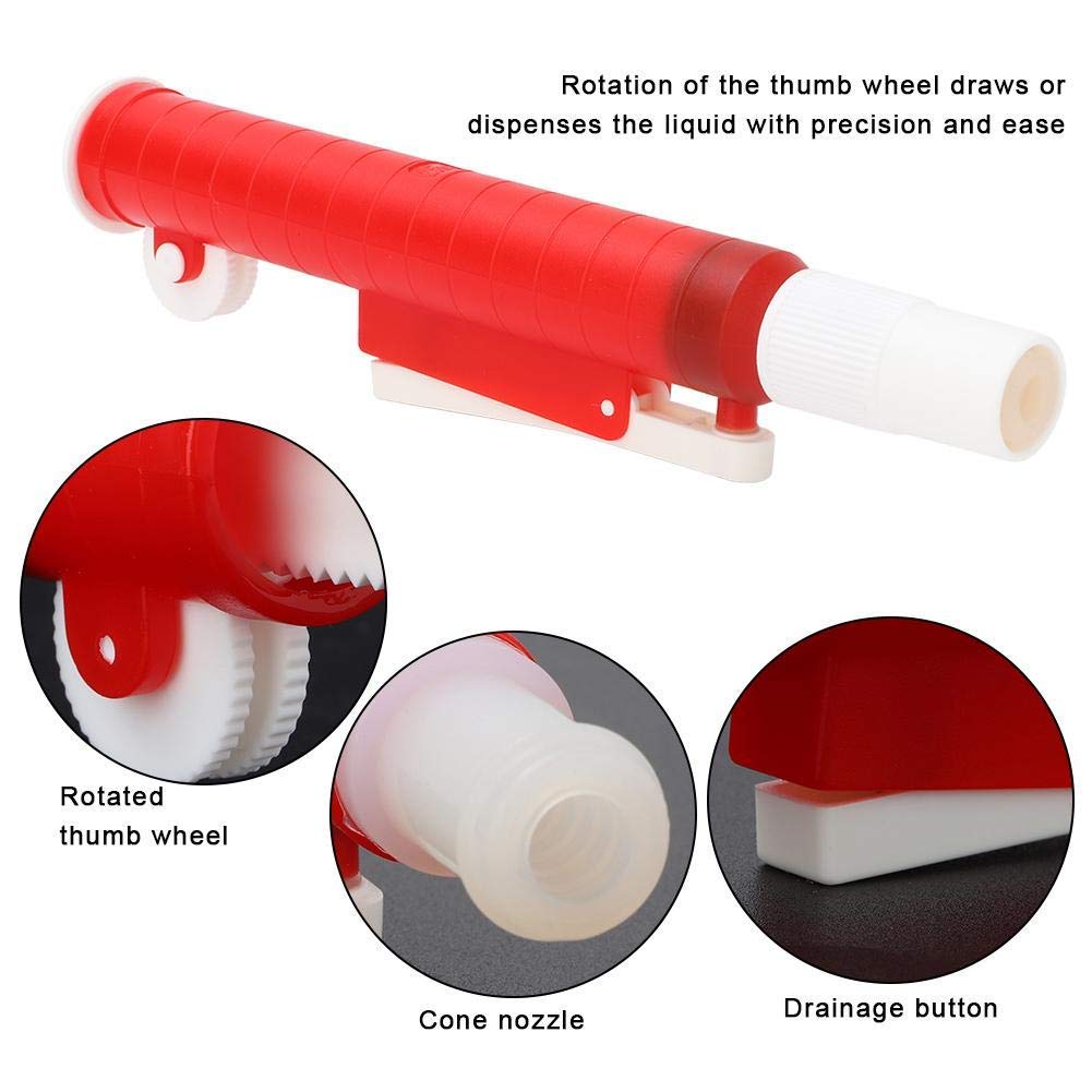 Pompe à pipette, 25 ml, pompe à pipette pour pipettes jetables en plastique et en verre, pipette de laboratoire rouge