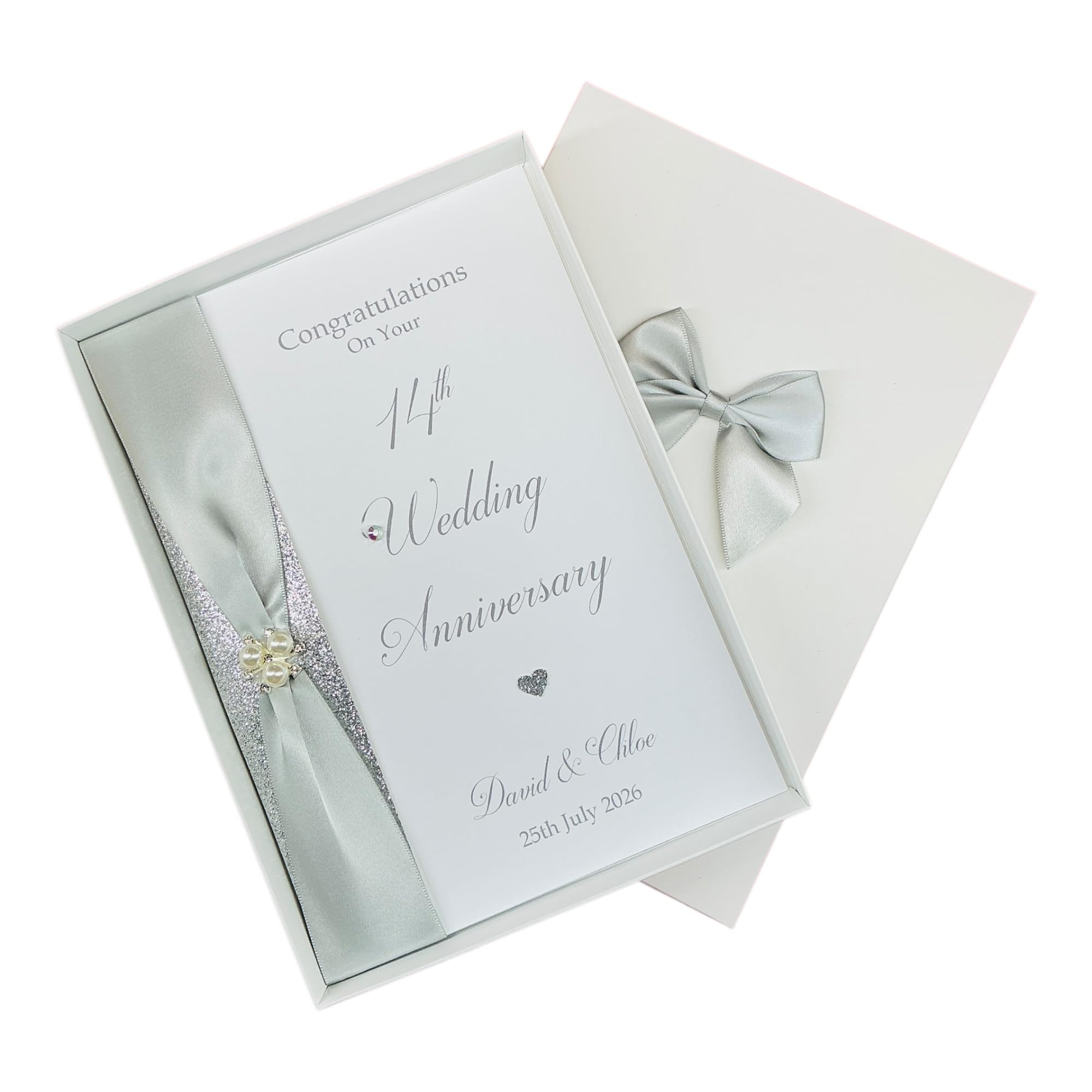 14th Wedding Anniversary Greeting Card Personalised Ivory 14 Years โ RA 14