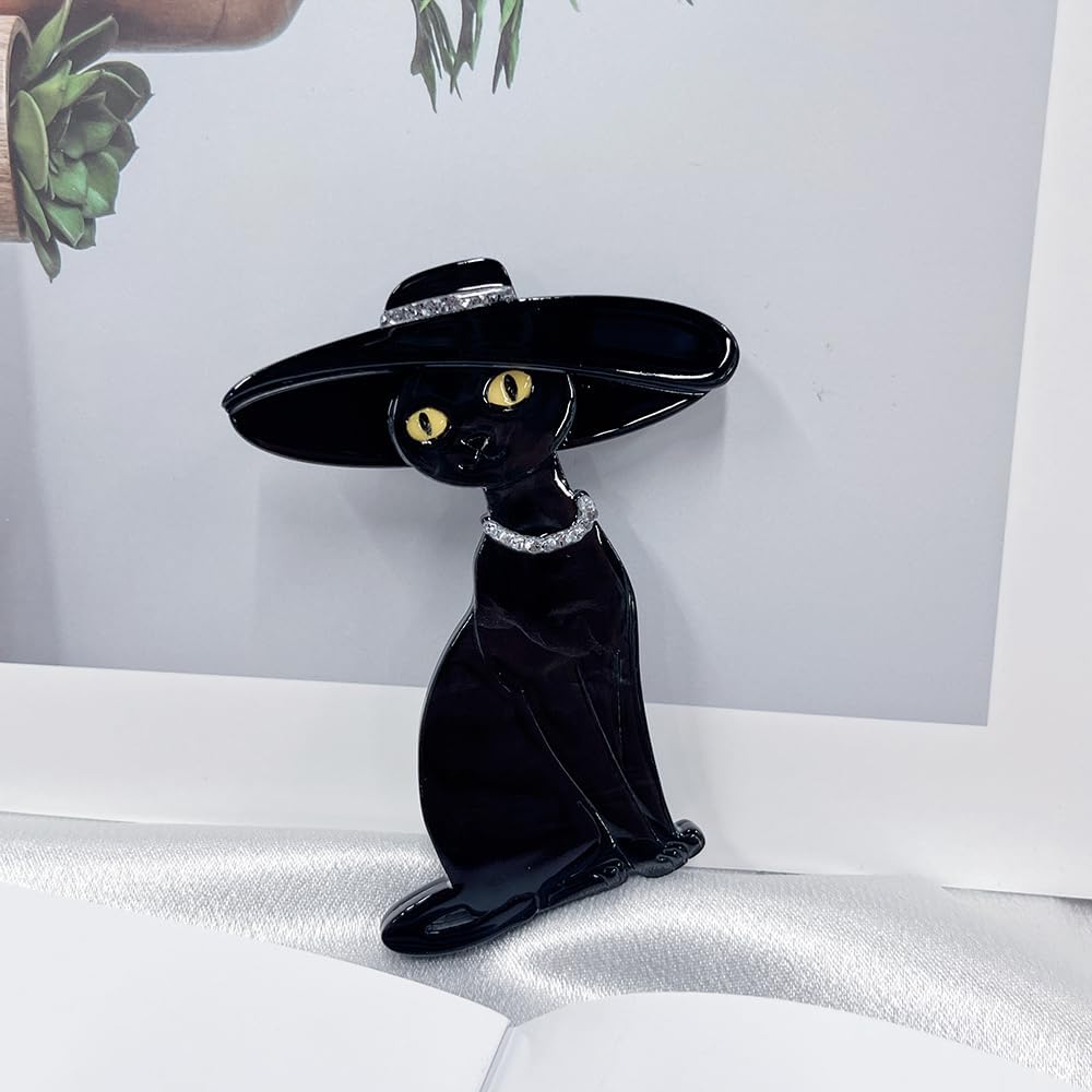 Cute Cat Brooch Pins for Women Men Acrylic Funny Kitten Animal Lapel Pin Little Cats Wear a Hat Statement Brooches Badge for Backpack Clothing Jackets Corsage Accessories Fashion Jewelry image 3