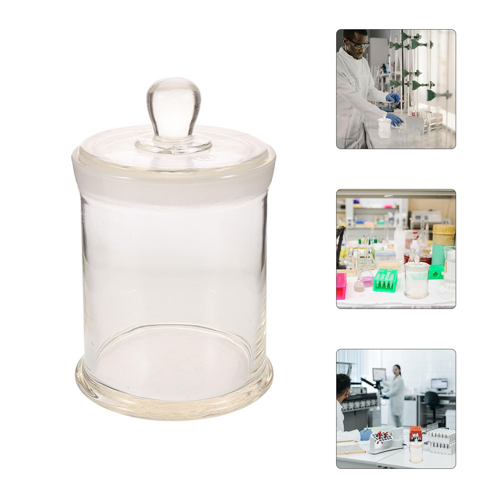 Amosfun Frasco de Vidrio para Tinción Tapa Esmerilada 1200 Ml | Redondo, Boca Ancha, 20x14x14cm, para Muestras Líquidas y Contenido Químico