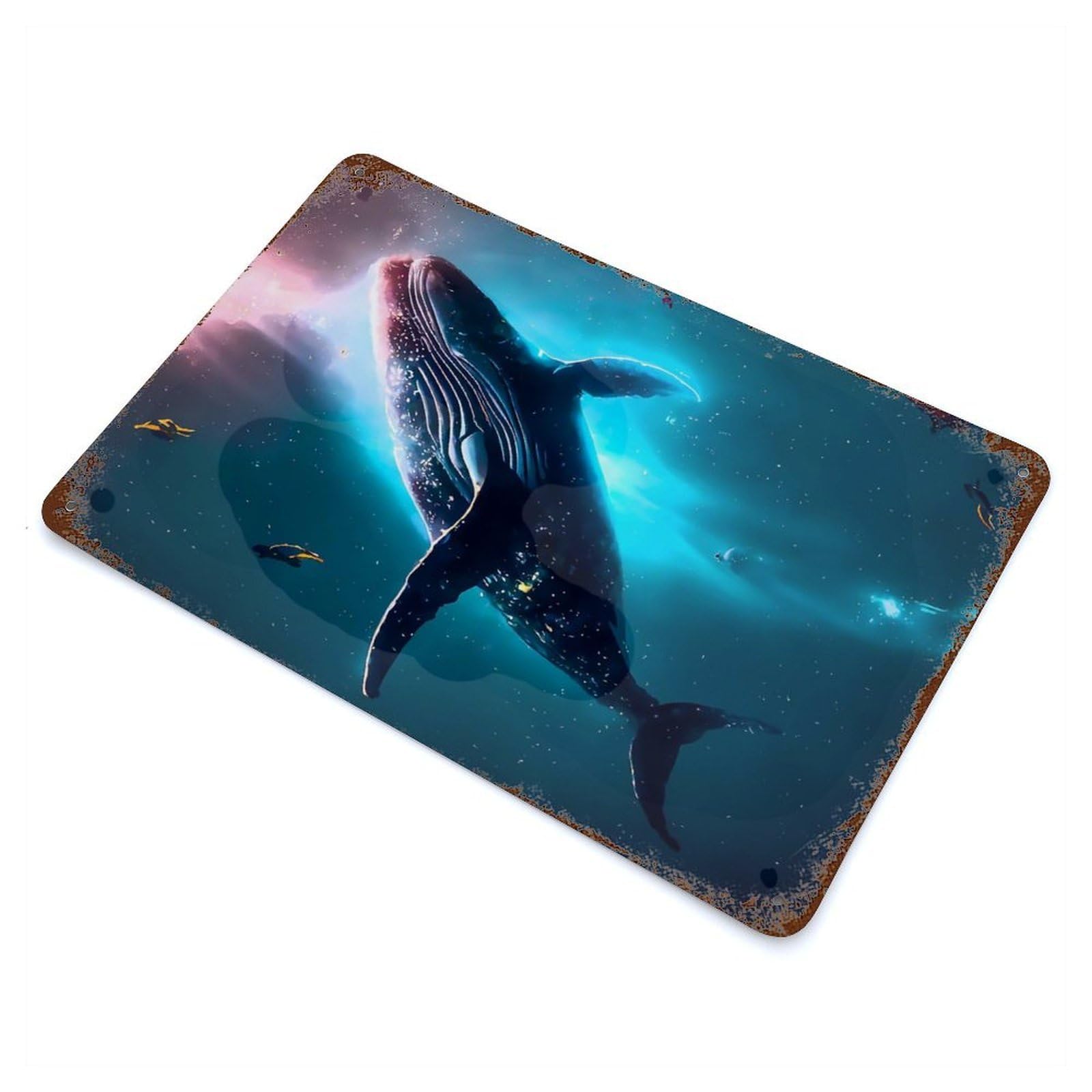 Whale Rusty Metal Tin Sign 11.8"x7.9", Ideal for Patio, Garden Room And Bar Decor