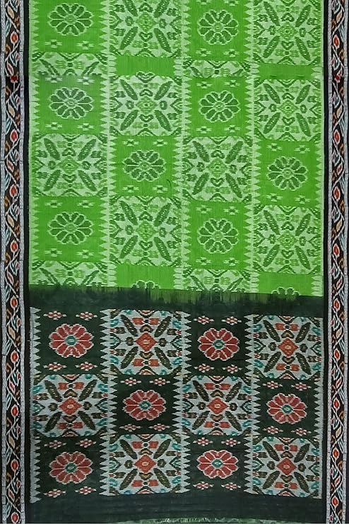 Image of Ikat Women's Cotton Saree, Handmade Pure Cotton Khandua Saree, Ikkat Orissa Traditional Handloom Saree without Blouse
