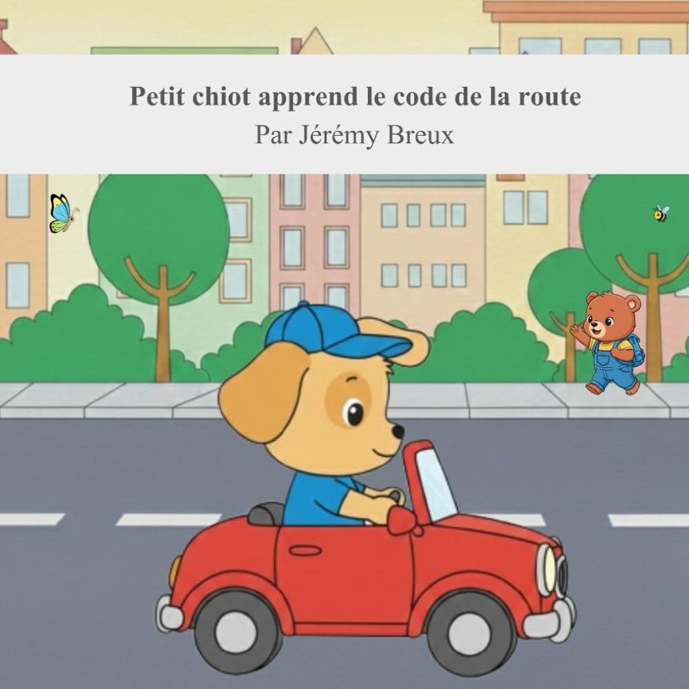 Petit chiot apprend le code de la route