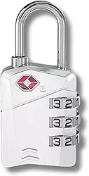 Cadeado de Combinação TSA, 3 Dígitos, Trava de Segurança para Mala Bagagem lock004 (Prata)