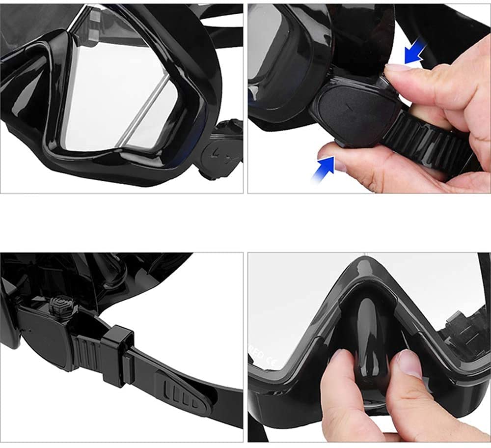 MRKU Masque de plongée intégral Masque de plongée Masque de plongée Complet Masque antibuée Verre trempé Miroir à Trois Faces