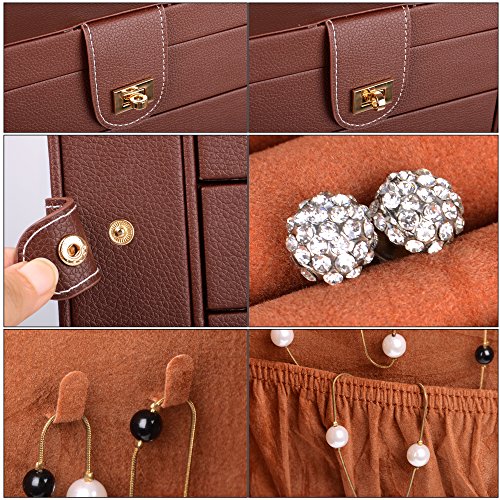 Kendal Huge Jewelry Box Jewelry Case With 6 Tier 5 Drawers Large Storage Capacity With Mirror Jewelry Storage Organizer Great Gift Also Good For Watches Ljc-Shd5Bn (Brown) #TOP6