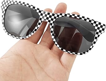 12 Pcs Checkered Sunglasses Race Car Sunglasses Race Car Party Glasses Checkered Themed Decor for Birthday Party Goodie Bag Stuffers