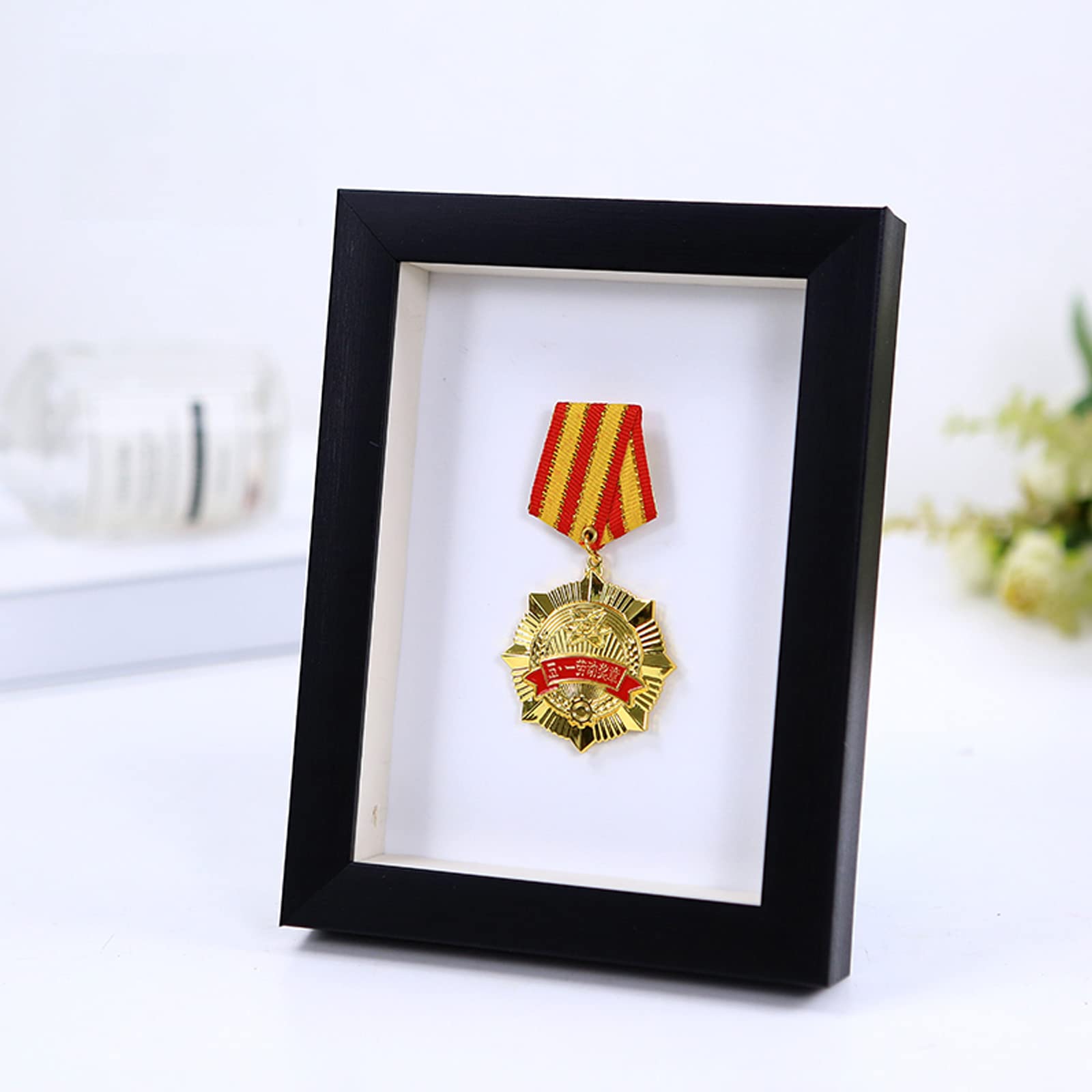 ETUELNOPT Medal Storage Box for Runners, Wooden Medal Display Shadow Box Frame For Sports Awards Multicolor Multiple Sizes(Black,12.7 * 17.8cm)