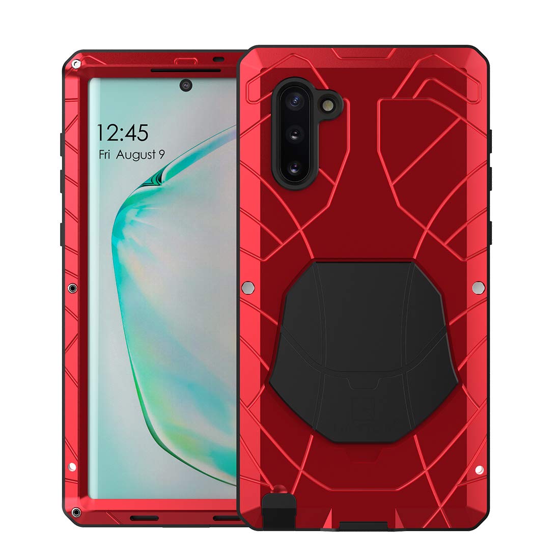 Feitenn Galaxy Note 10 Case Metal, Samsung Note 10 Case Heavy Duty, Gorilla Glass Cover Armor Aluminum Alloy Bumper Military Shockproof Hard Defender Outdoor Shell for Samsung Galaxy Note 10 - Red