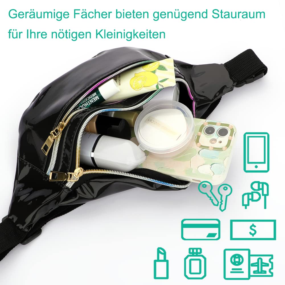 TBoonor Marsupio Sportivo Marsupio alla Moda Impermeabile Tasche da Cintura con Chiusura Lampo Riflettente Cintura Regolabile Marsupio per Donna e Uomo Party Festival Sport Outdoor Travel