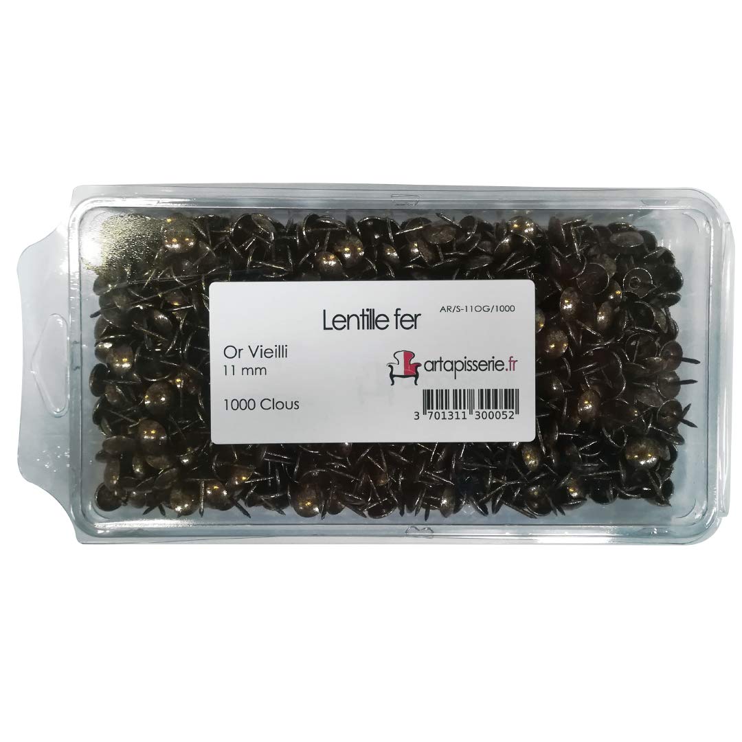 artapisserie.fr 1000 Clous tapissier - Or Vieilli - Ø11mm - Lentille Fer