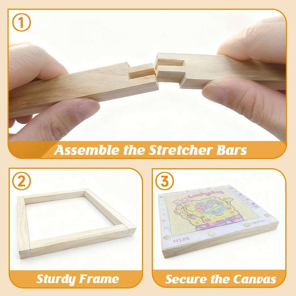 12PCS Needlepoint Stretcher Bars, 9"/10"/12" Stretcher Bars for Needlework, with 50 Thumb Tacks, Wooden Canvas Stretcher Bars for Embroidery Stitch Frame Set Bundle（9"/10"/12"）